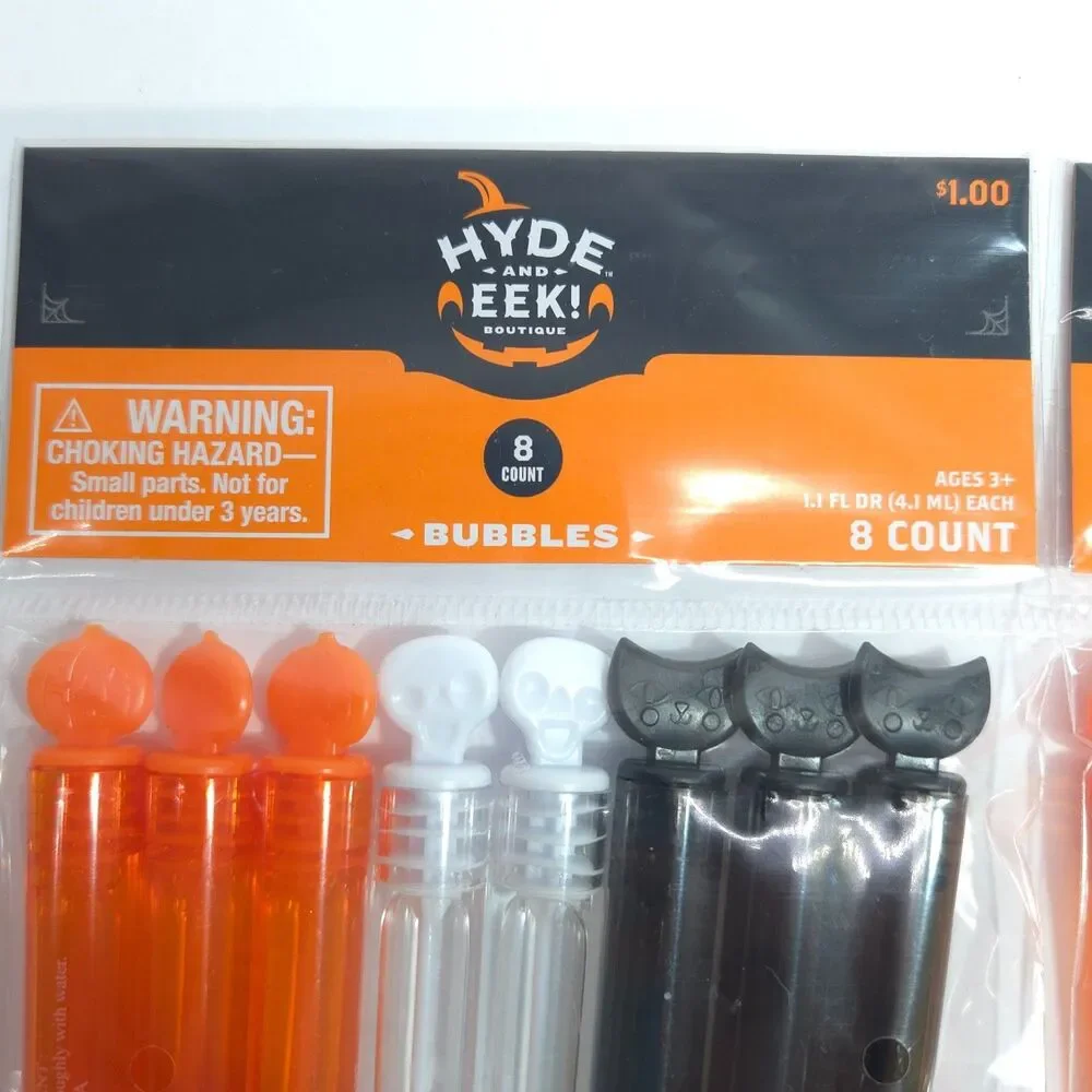 Hyde & EEK! Boutique Halloween Bubbles 8 Count Lot Of 2 Pumpkin Skull Cat